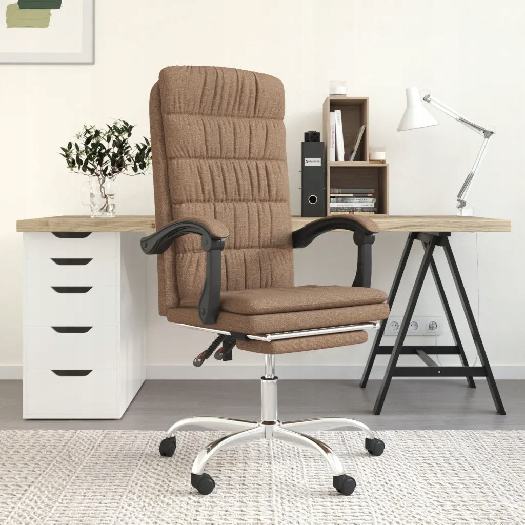 vidaXL Reclining office chair, brown, fabric upholstered
