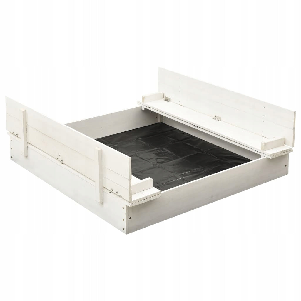 vidaXL Sandbox, fir wood, white, 95x90x15 cm Capacity 12 kg