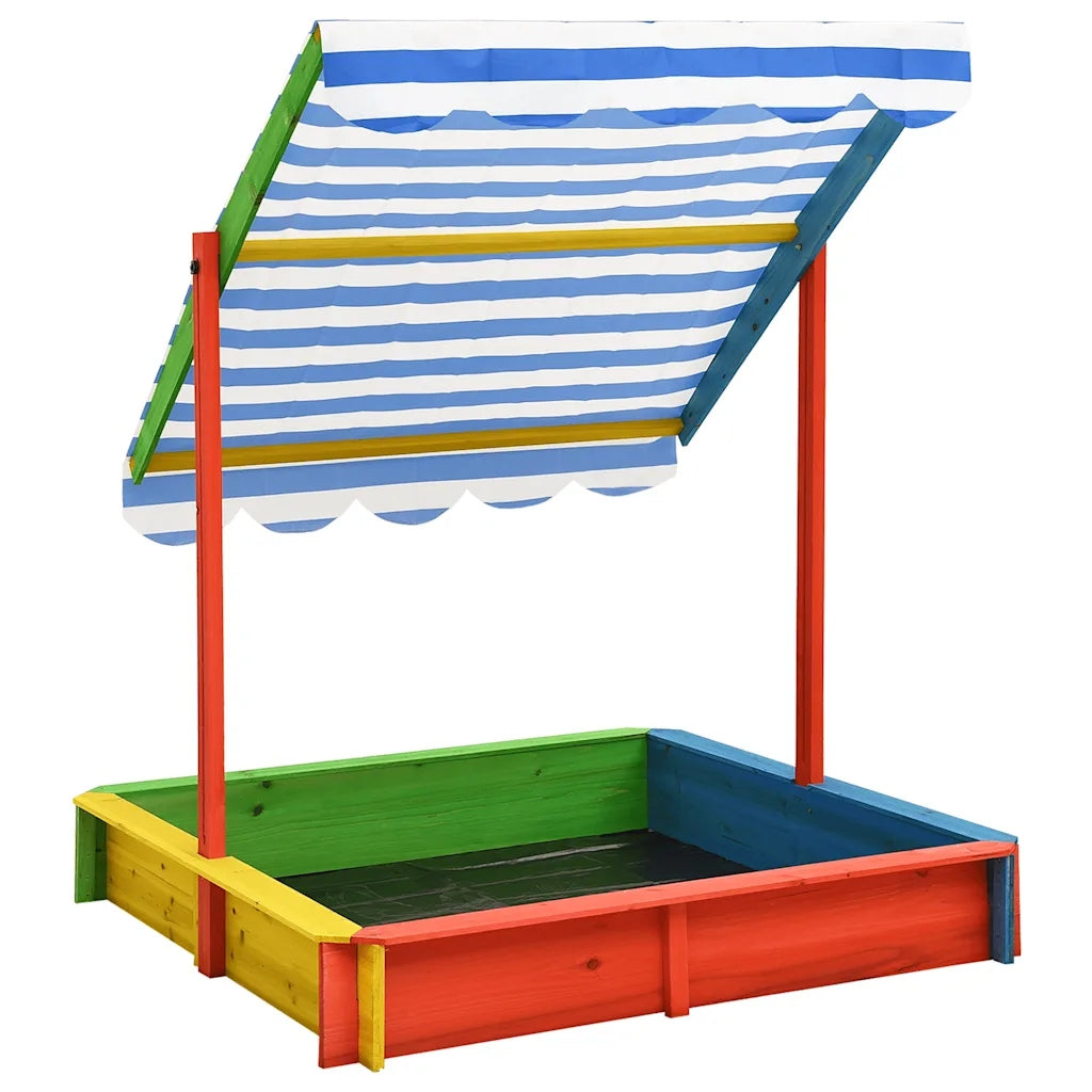 vidaXL Sandbox with adjustable visor, fir, coloured, UV50 Kid's age 2＋ years