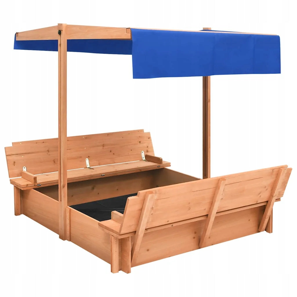 vidaXL Sandbox with roof, fir wood, 112x112x112 cm Brand VidaXL
