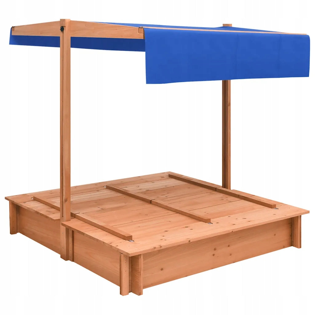 vidaXL Sandbox with roof, fir wood, 112x112x112 cm Kid's age 3＋ years