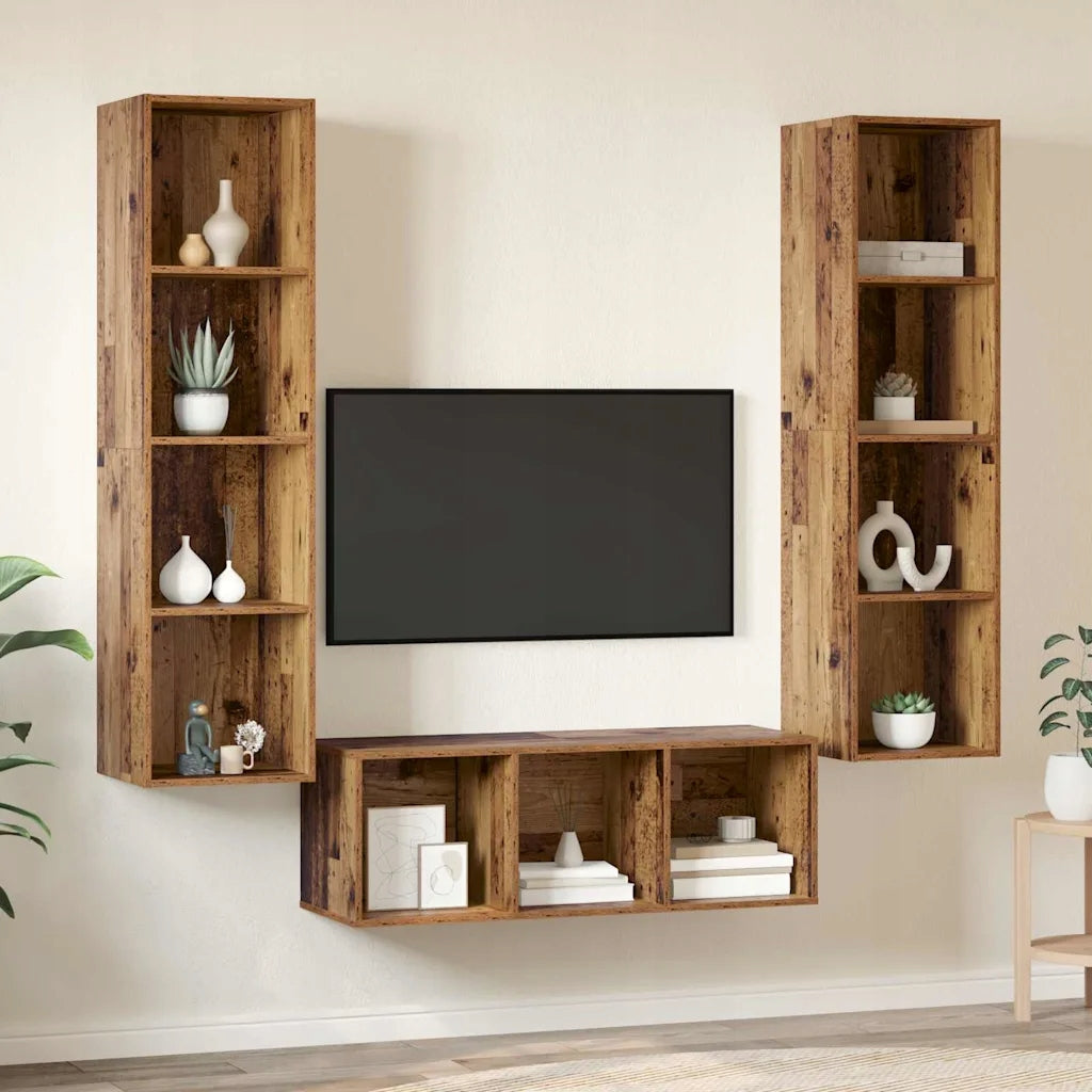 vidaXL TV Cabinet Set 3 pcs Old Wood Material Manufacturer code 3393129