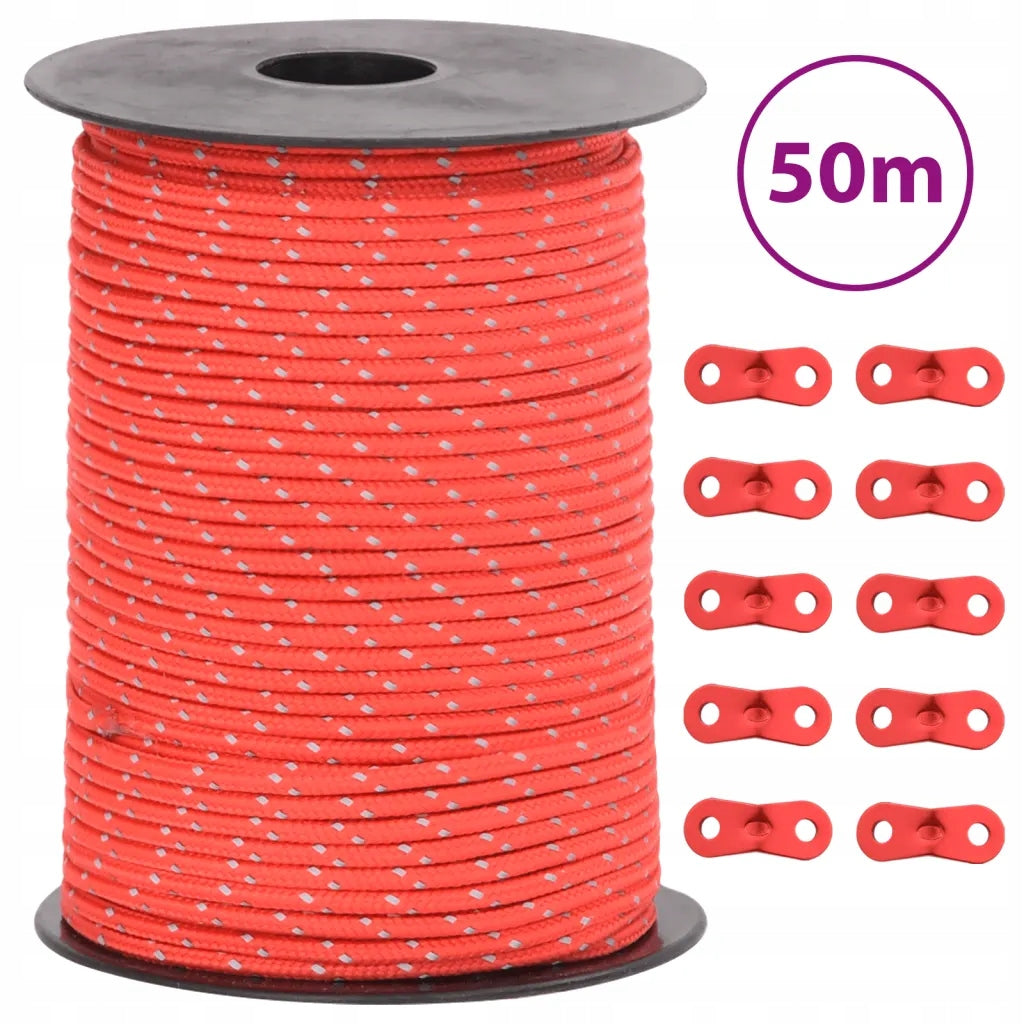 vidaXL Tent cable with tensioners, reflective elements, 50 m, 3 mm