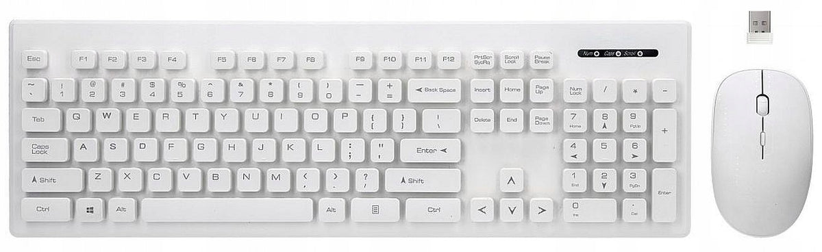 wireless keyboard + mouse, white, flat keys