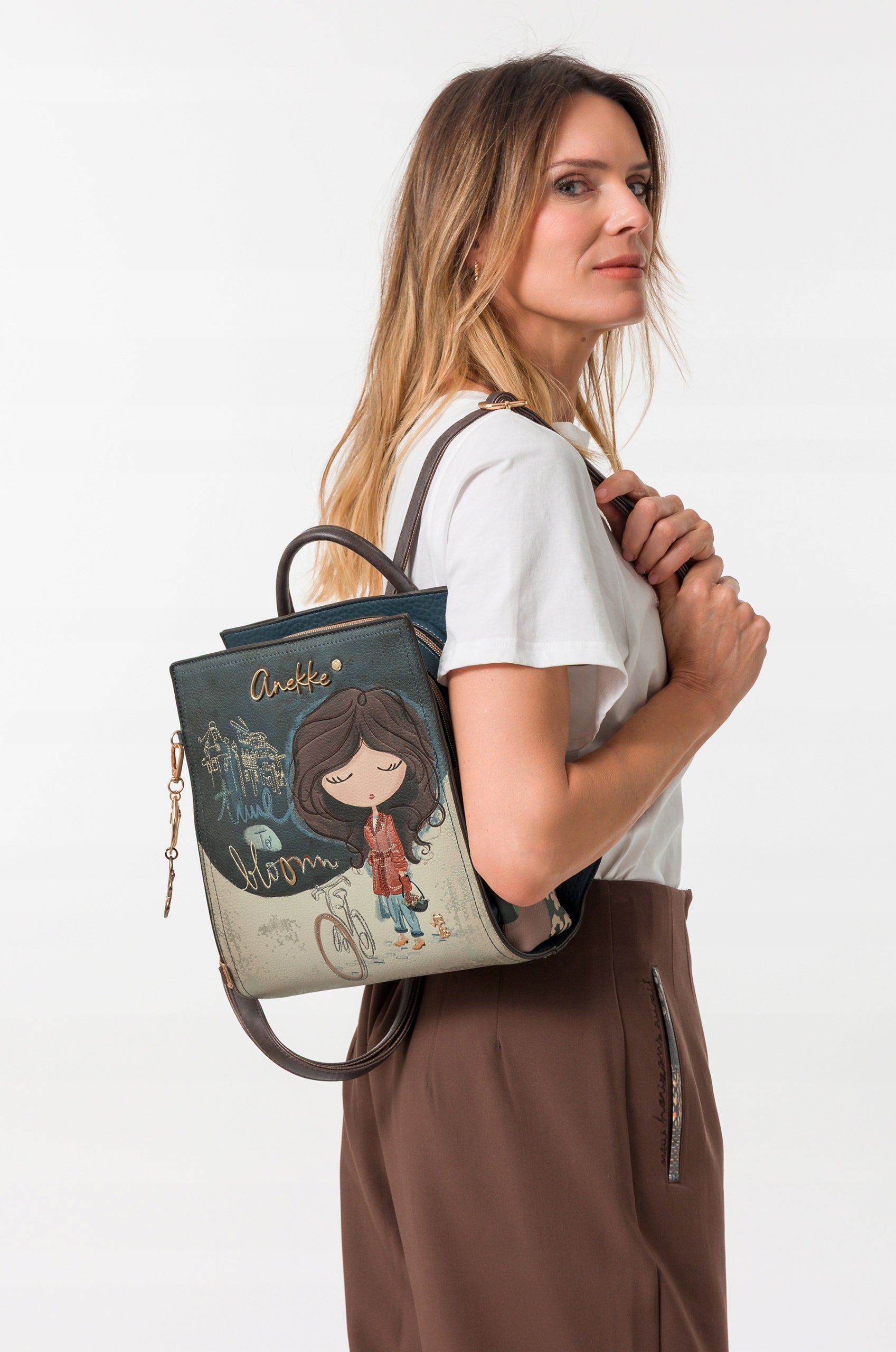 women's backpack Anekke 43705-273 Tulip city stylish backpack Keychain Packaging status original