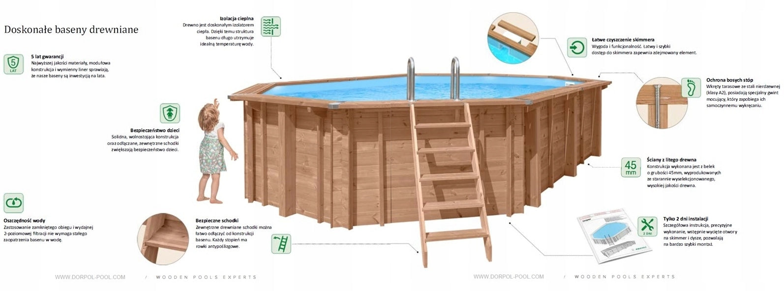 wooden garden swimming pool, swimming pools, Lazurite 6.07x3.96x1.31 m Product width 3.96 cm