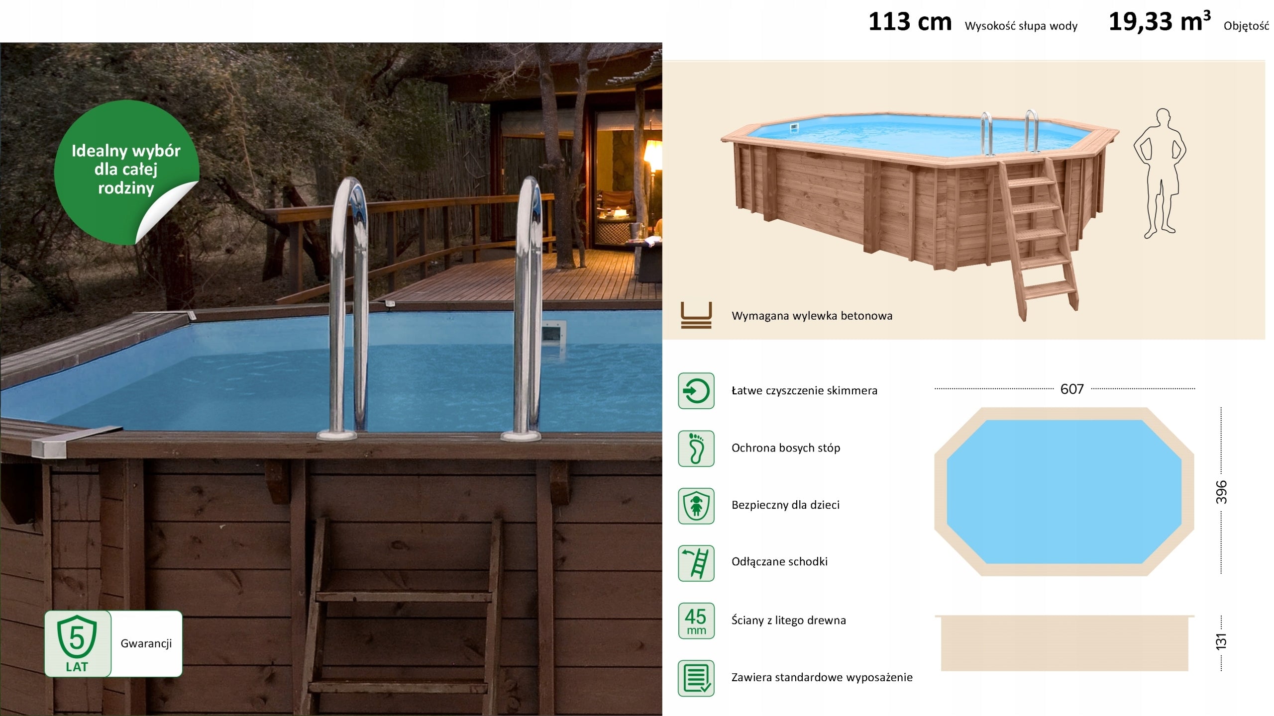 wooden garden swimming pool, swimming pools, Lazurite 6.07x3.96x1.31 m Volume 19.3 l