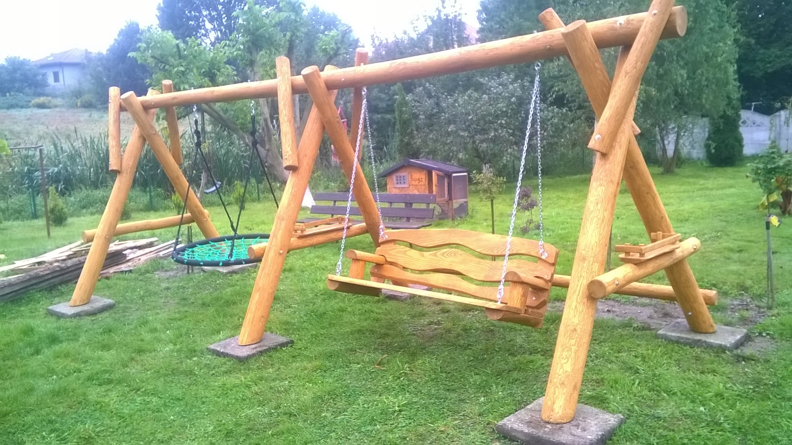 wooden garden swing with logs playground EAN (GTIN) 5907447341770