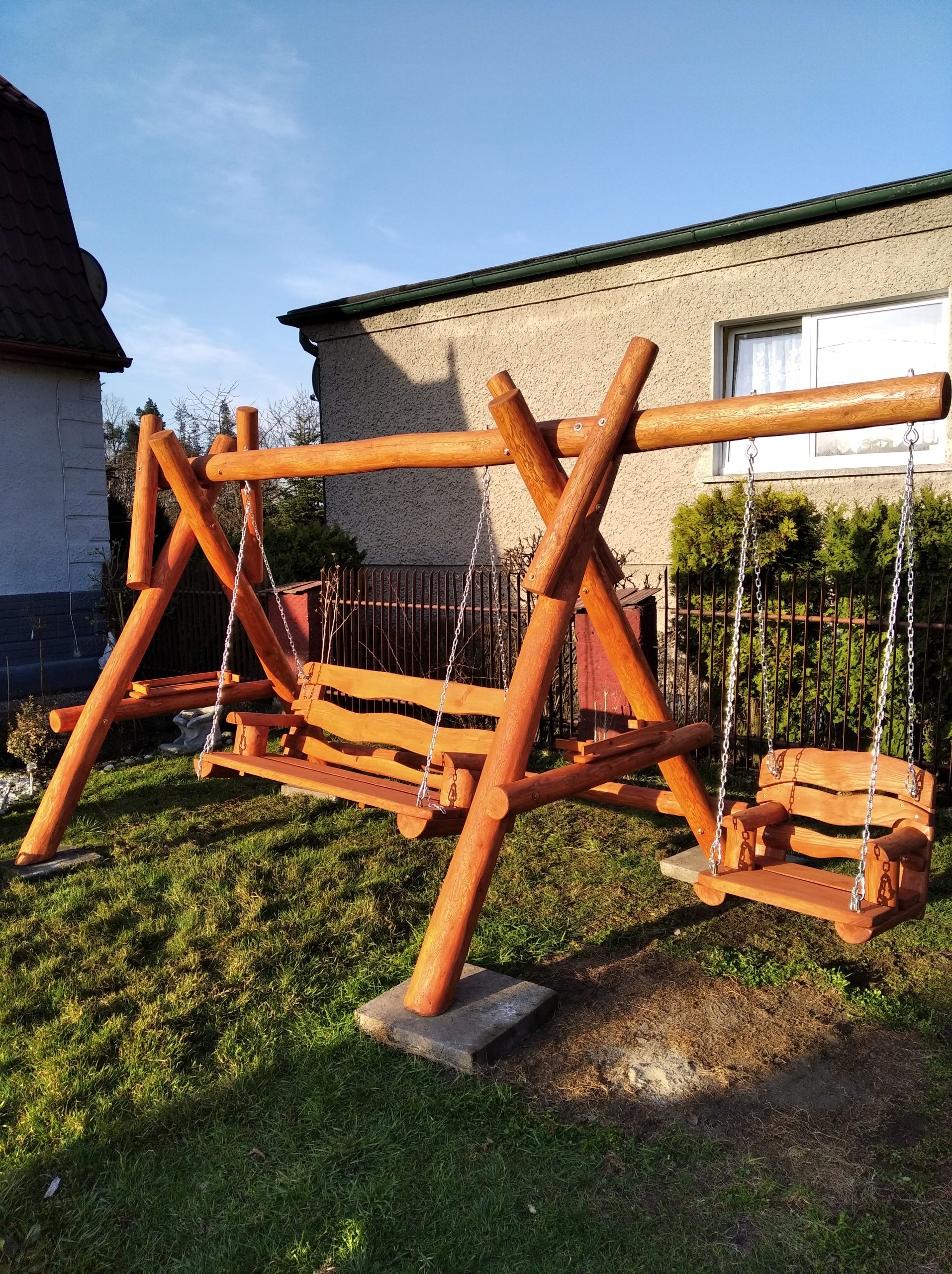 wooden garden swing with logs playground Manufacturer code 8