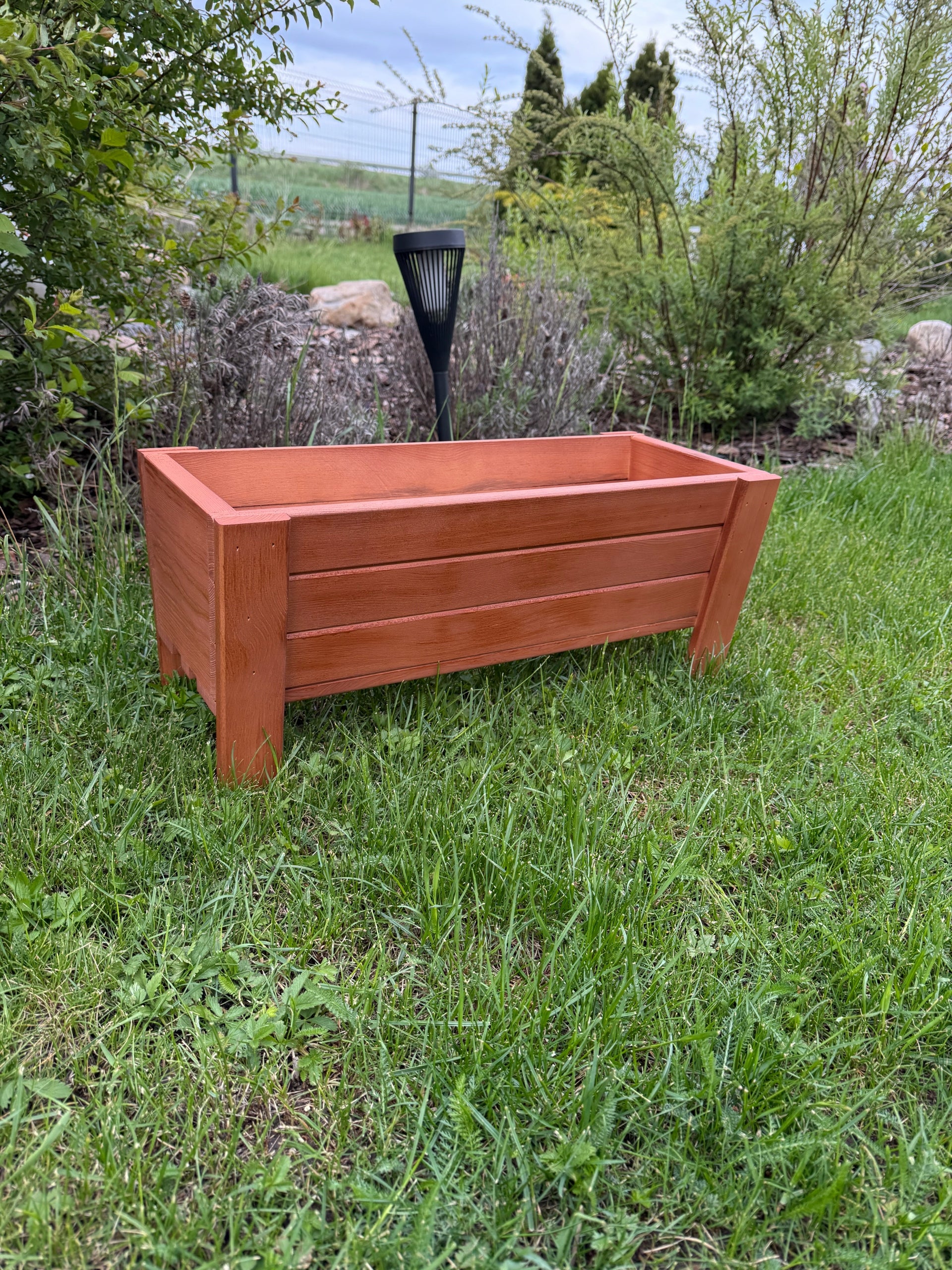 wooden planter 50cm color walnut v25