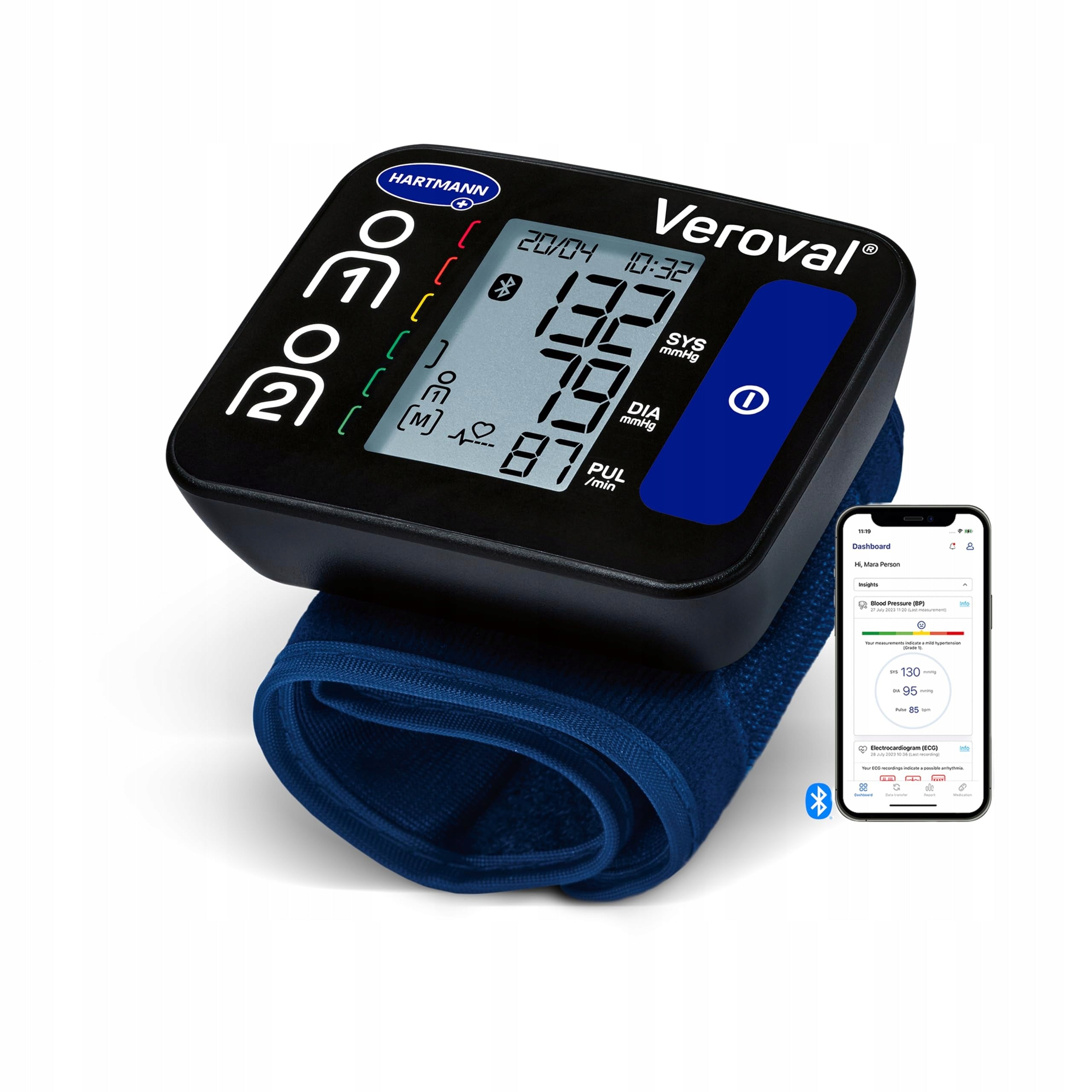 wrist blood pressure monitor Veroval compact+ Bluetooth, LCD APPLICATION
