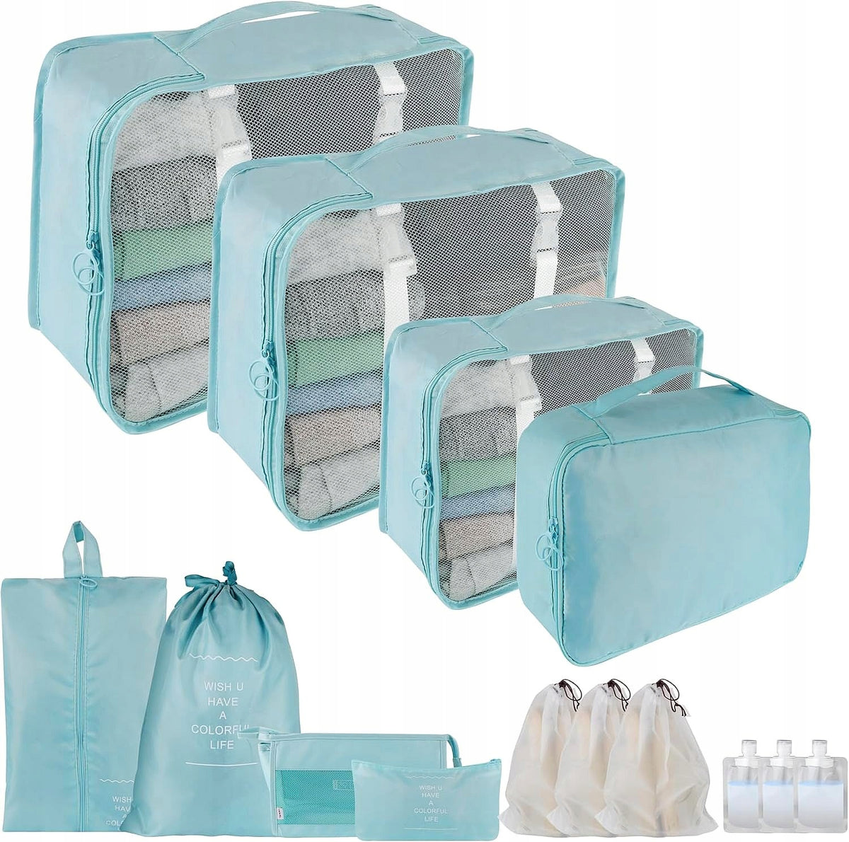 x14 PACKING ORGANIZER SUITCASE TRAVEL BAGS LUGGAGE CUBES WATERPROOF