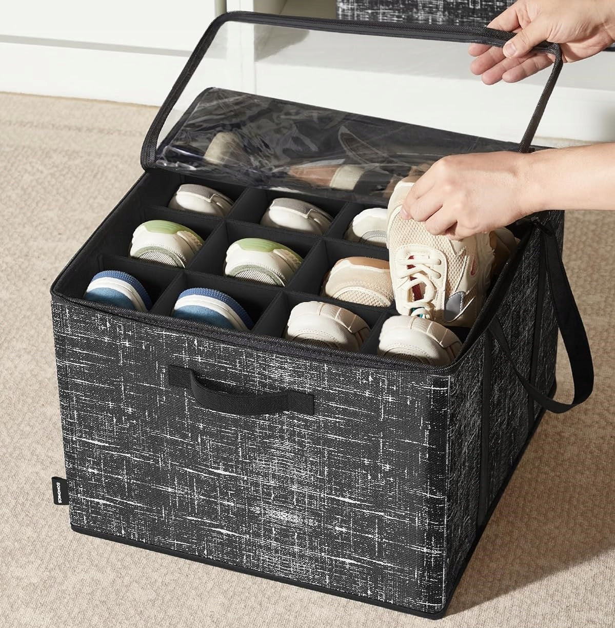 x2 Shoe Organizer Shoes Folding Box with Handles Lockable 16 Pairs Manufacturer code Organizer na Buty Obuwie Składany Pudełko x2