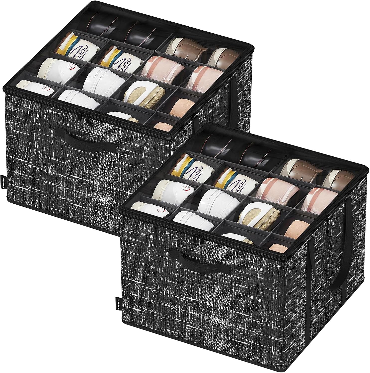 x2 Shoe Organizer Shoes Folding Box with Handles Lockable 16 Pairs