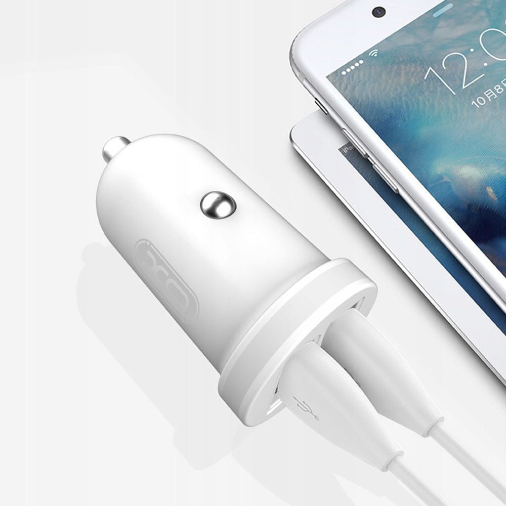 xO car charger TZ08 2x USB 2,1A white + microUSB 017 cable Packaging status original