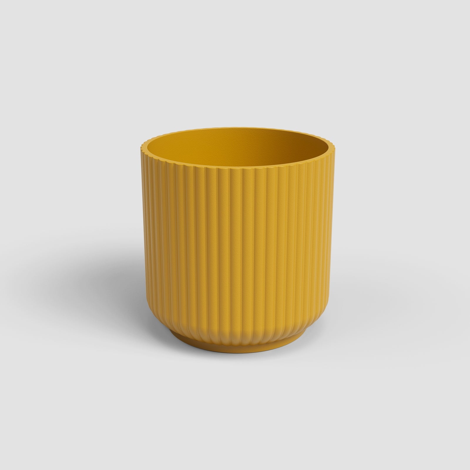 yellow ceramic pot LUNA 11 round casing ceramic stripes texture Brand Artevasi