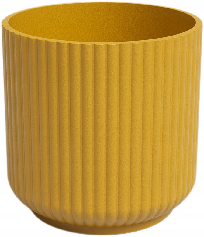 yellow ceramic pot LUNA 11 round casing ceramic stripes texture Manufacturer code 5600442847901