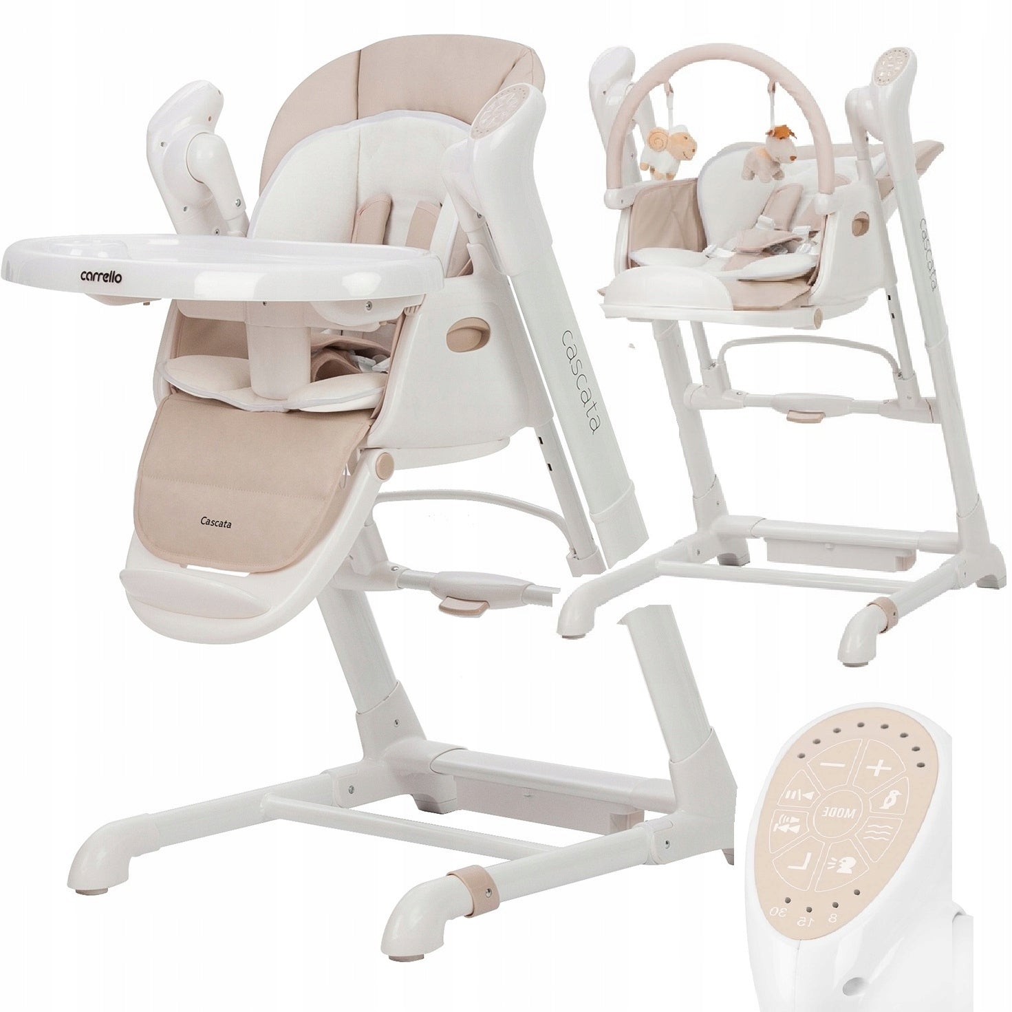 za60d- Highchair 3in1 Swing Lie Rocker Carrello Cascata Beige