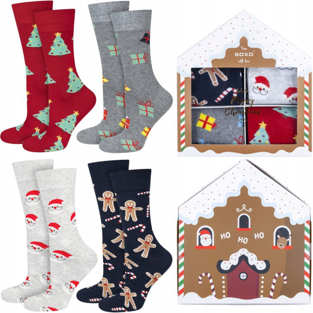 Kojinės moterims Soxo Merry Christmas A'4, 4 poros